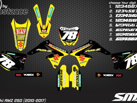Suzuki RMZ 250 2010-2017 motocross graphics kit dirt bike X